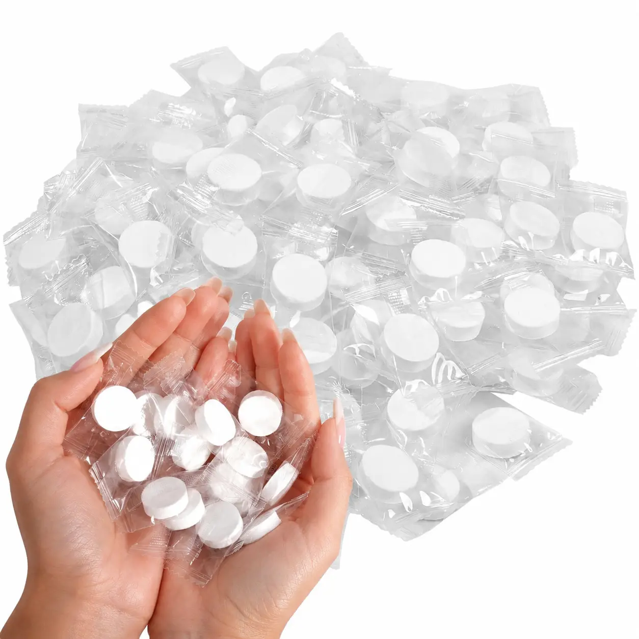 Disposable Compressed Towel Tablets (100PCS/200PCS/300PCS Pack) - Lightweight Portable Travel Face Cloth for Camping, Gym/Hiking, Office Use, Makeup Removal, Facial Cleaning, Quick Cleanups