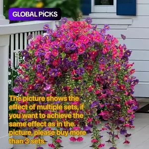 8 Piece Artificial Hanging Floral Plants, Artificial Flower Set for Outdoor Decoration, UV Resistant Eucalyptus Vine, Wisteria, Wall Home Porch Garden Decor