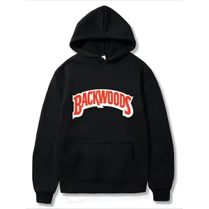 Men's Backwoods graphic pullover Graphic Hoodie - Cotton Blend Black Long Sleeve Pullover Regular Fit |   Soft & Breathable Fabric, Durable Print, Everyday Comfort, Machine Washable, streetwear fashion urban outdoor