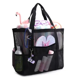 Large Mesh Beach Bag – Family Vacation Bag for Toys, Towels & Daily Essentials, Breathable Sandproof Design