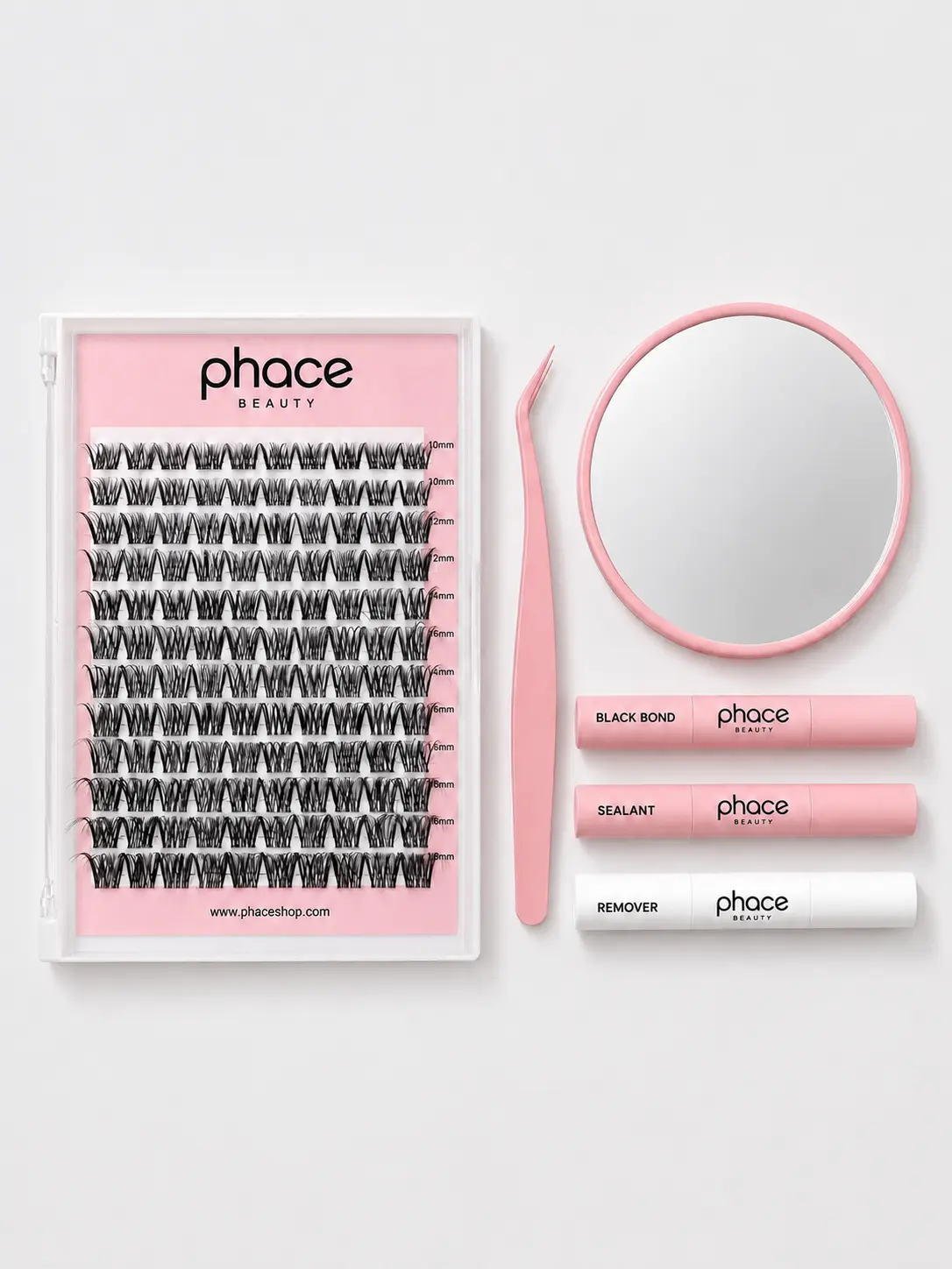 PHACE Lash Clusters Kit, DIY Eyelash Extensions, Baddie Wispy Cat Eye Fox Eye, C D Curl, Spider Lashes, Kim & Kylie Makeup, Natural Soft Glam Lash Set, Beginner-friendly Lash Kit for Everyday & Soft Volume Looks, Doll Eye Lash Clusters, Bombshell Lashes