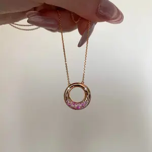 Endless Sweetness Donut Pendant Necklace Wedding Engagement Anniversary Valentine's Day Birthday Gift Daily Wear Jewelry
