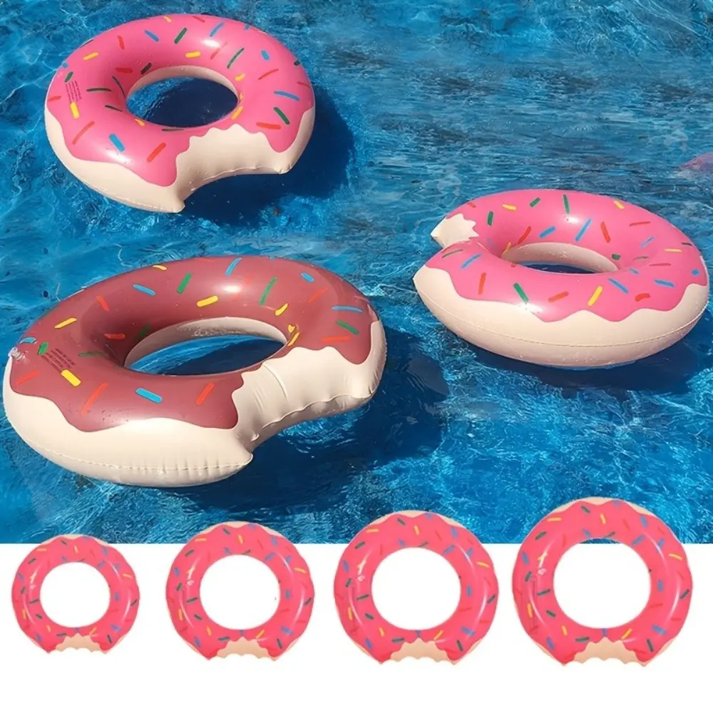 1pc Creative Donut Appearance Inflatable Swimming Ring - Chocolate Icing with Sugar Chips, Foldable, Portable, Comfortable to Lean and Grip Floating Raft for Children - Summer Beach, Water Park Toy, Camping Stress Relief Toy