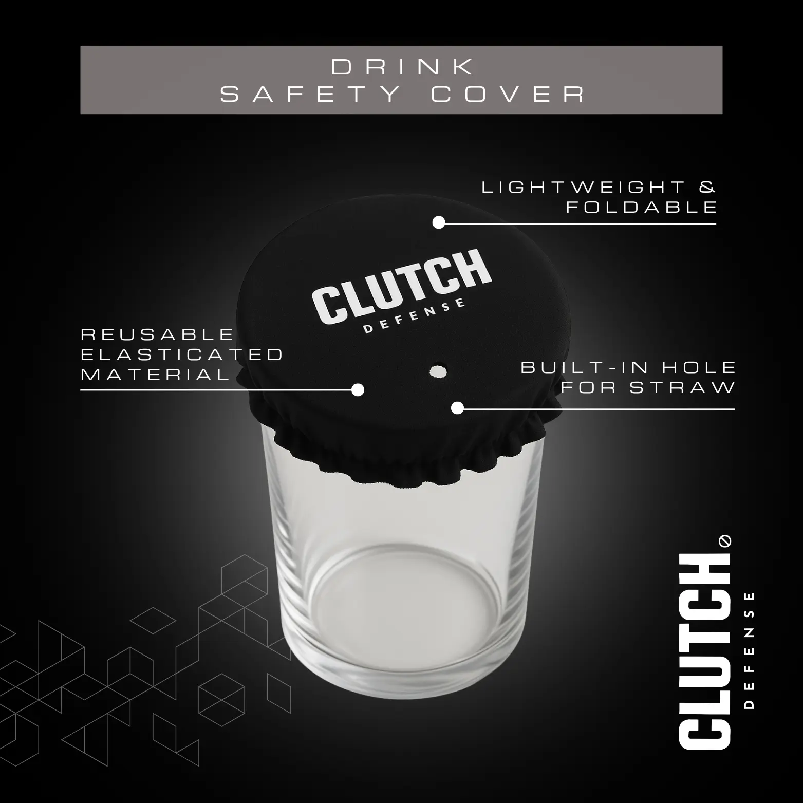 'THE SHIELD' CLUTCH DEFENSE DRINK SAFETY COVER WITH KEYCHAIN POUCH - SELF DEFENSE KEYCHAIN