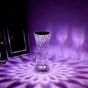 Small Waist Crystal Diamond Table Lamp 16 Color Changing Night Lights Touch Control USB Rechargeable Bedside Lamp with Remote for Bedroom College Dorm Party Dinner Christmas Decor