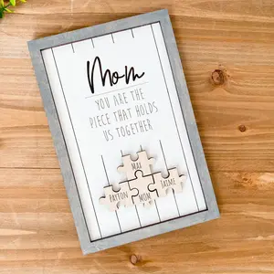 Mom sign, gift for mom, Mom puzzle, family Sign, Mom you are the piece that hold us together, Puzzle Piece