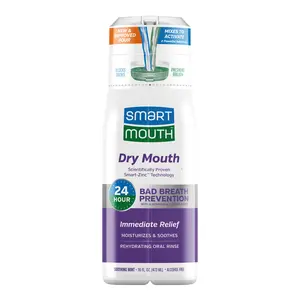 SmartMouth Dry Mouth Zinc Activated Mouthwash - Dry Mouth Rinse for Immediate Relief & Instant Fresh Breath - Optimal Oral Health - Sugar, Gluten & Alcohol-Free - Soothing Mint - 16 fl oz