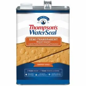 212 MAIN Semi-Transparent Waterproofing Stain, 1 gal Harvest Gold Thompsons Waterseal 185948, with Advanced Polymers, Fade Resistant, Prevents Water Damage for Car Paint Care