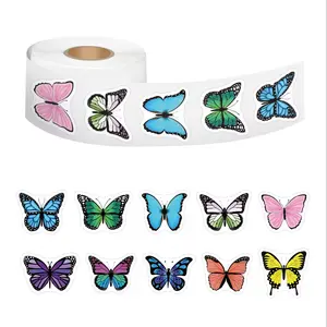 Butterfly Design Sticker Roll, 500 Sheets Per Roll, Self-Adhesive DIY Decoration, Perfect for Gifts, Baking Crafts, and Handmade Journals, Sticker Paper
