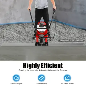 1.2HP 4-Stroke Gasoline Concrete Vibration Machine 5200r/min Iron Frame Adjustable Handle 1-6m Ruler Compatible for Pavement Bridge Decks Precast Slabs