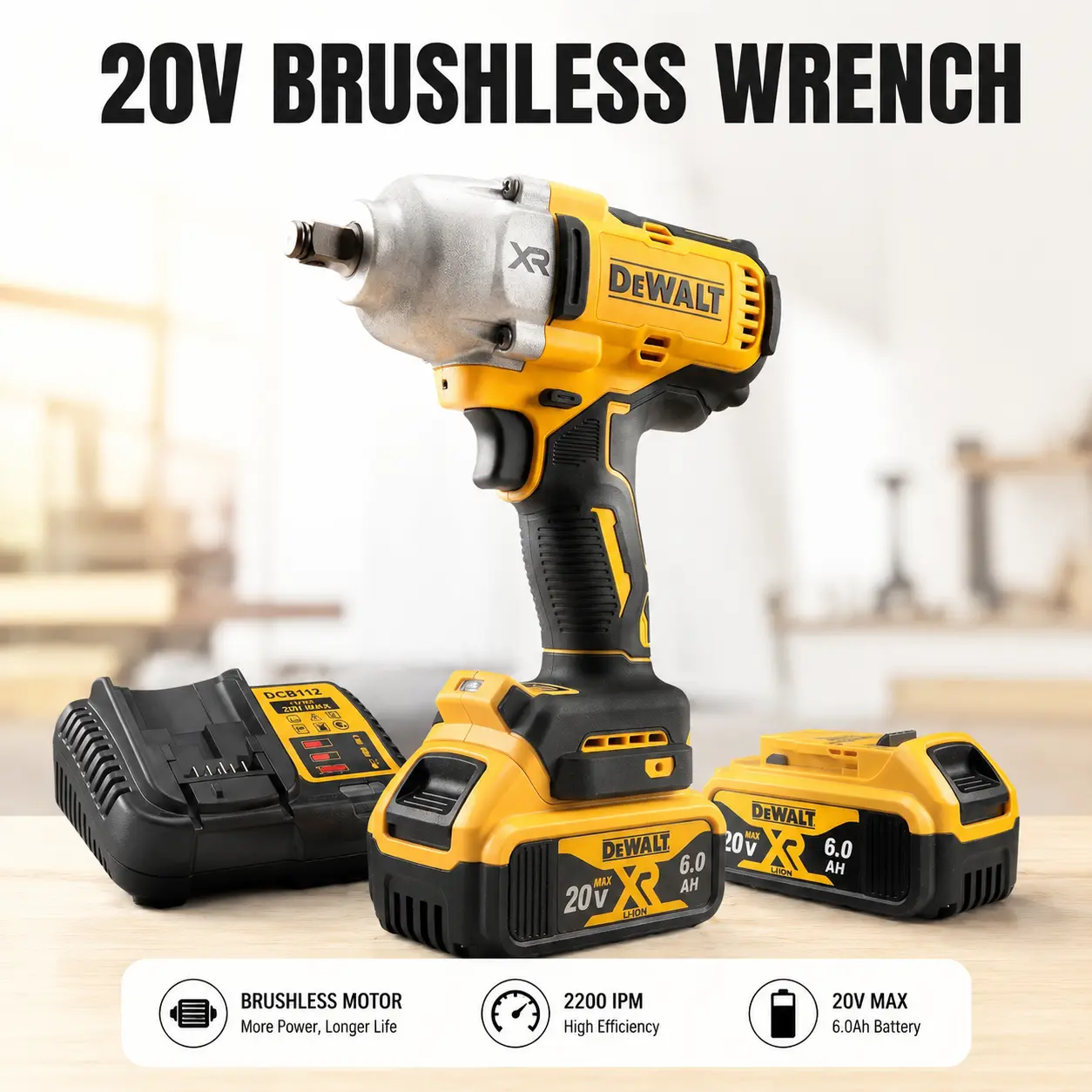 DEWALT DCF900 20V Brushless Motor Impact Wrench - 1/2 in Hog Ring Anvil High-Torque Wrench, Cordless Hand Tool for DIY Enthusiasts