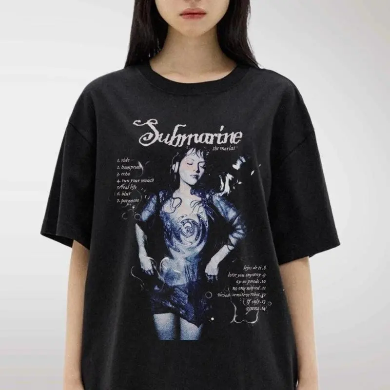 The Marias Tour Black Cotton Streetwear Tee Submarine Graphic T Shirt for Fans  Simple Look  Easy to Match  Clean Look