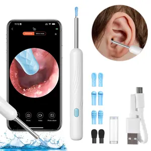 FREECUBE Ear Wax Removal kit Camera, White Ear Wax Cleanning Tool with 1080P HD Wireless Ear Otoscope with 6 LED Lights, Ear Wax Cleaner Tool with Soft Silicone Ear Spoon for iOS & Android