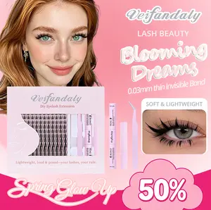 Vrifandaly DIY Lash Clusters Wispy Eyelash Clusters 8-16mm 168pcs Cluster Eyelash Extensions Natural Volume Lash Extensions DIY Individual Lashes with Soft Thin Band Cluster Lashes with Bond and Seal 、Tweezers、Glue Remove