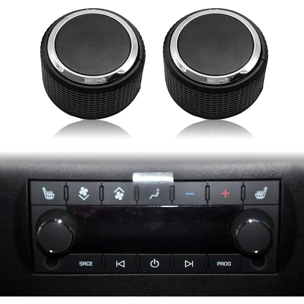 Car Rear Radio Volume Control Knob, Radio Repair Kit Replacement Button Compatible With 07-13 Chevy Tahoe, Chevrolet Silverado, GMC Acadia, Sierra, Denali, Yukon GM 22912547(2Pcs)