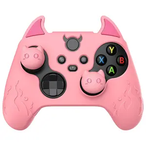 Halloween Cute Demon Silicone Cover for Xbox Series X/S Controller, Kawaii Anti-Slip Controller Skin Grip Protector for Xbox Core Wireless Controller with Thumb Grip Caps - Pink