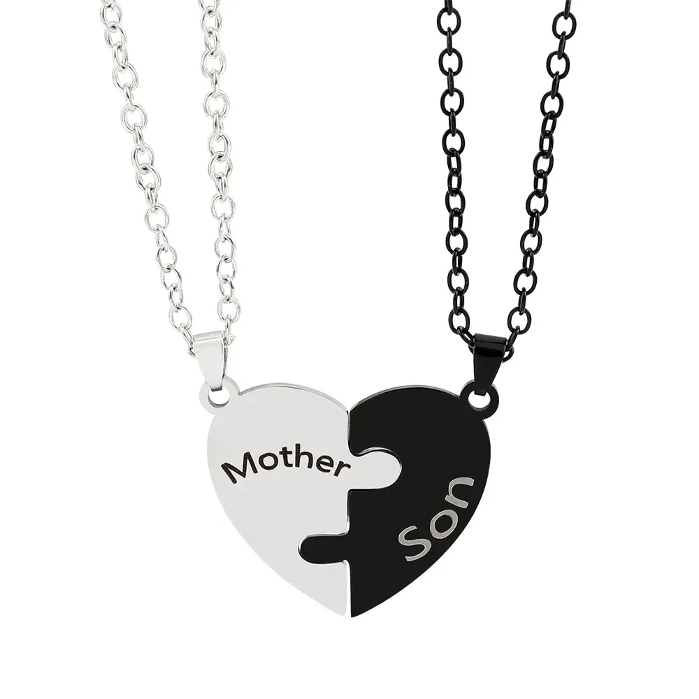 2 Pcs Matching Heart Necklace for Father Daughter, Brother Sister, Mother Son, mom Graduation Father Mother Day Birthday Jewelry Gift summerwins,summerwins