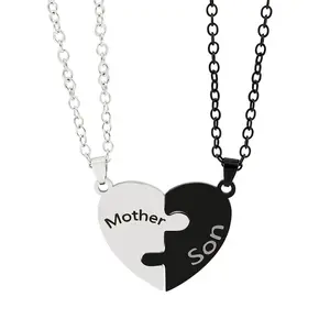 2 Pcs Matching Heart Necklace for Father Daughter, Brother Sister, Mother Son, mom Graduation Father Mother Day Birthday Jewelry Gift summerwins,summerwins
