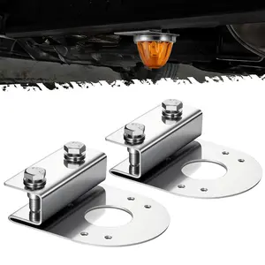 Partsam 2Pcs Stainless Steel Watermelon Light Under Glow Frame Brackets Clamp-On Mount No Drilling Required for Semi-Trucks Trucks Pickup