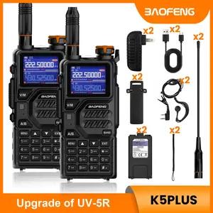 BAOFENG K5Plus Ham Radio 10W Long Range Handheld Rechargeable Walkie Talkies for Adults 5RM NOAA Weather Two Way Radio Copy Frequency with Programming Cable Speaker Mic,Type-C Charging,2 Pack, Usb, Device
