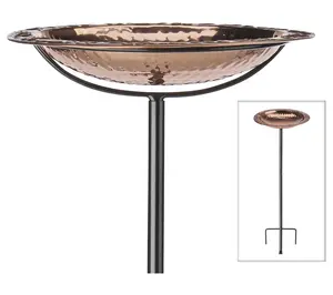 Good Directions 13" Pure Copper Bird Bath with Garden Pole