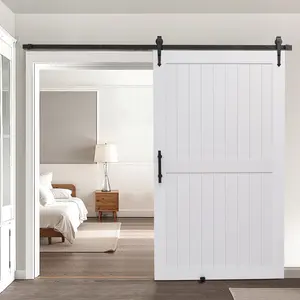Sliding Barn Door With Hardware Kit For Interior Use, 48 By 84 Inches, MDF Panel With PVC Surface, Rustic Farmhouse Style, Durable Track And Roller System, Noise-Reducing Sliding Door, Easy Assembly, Ideal For Living Room Hallway