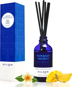 Hawaiian Holiday Reed Diffuser Set for Home - 3.7 Oz (110ml) Fragrance Diffuser with Mangoes, Pineapples, Peaches & Melons Scented Oil Sticks - Perfect Air Freshener for Home, Bathroom, and Bedroom