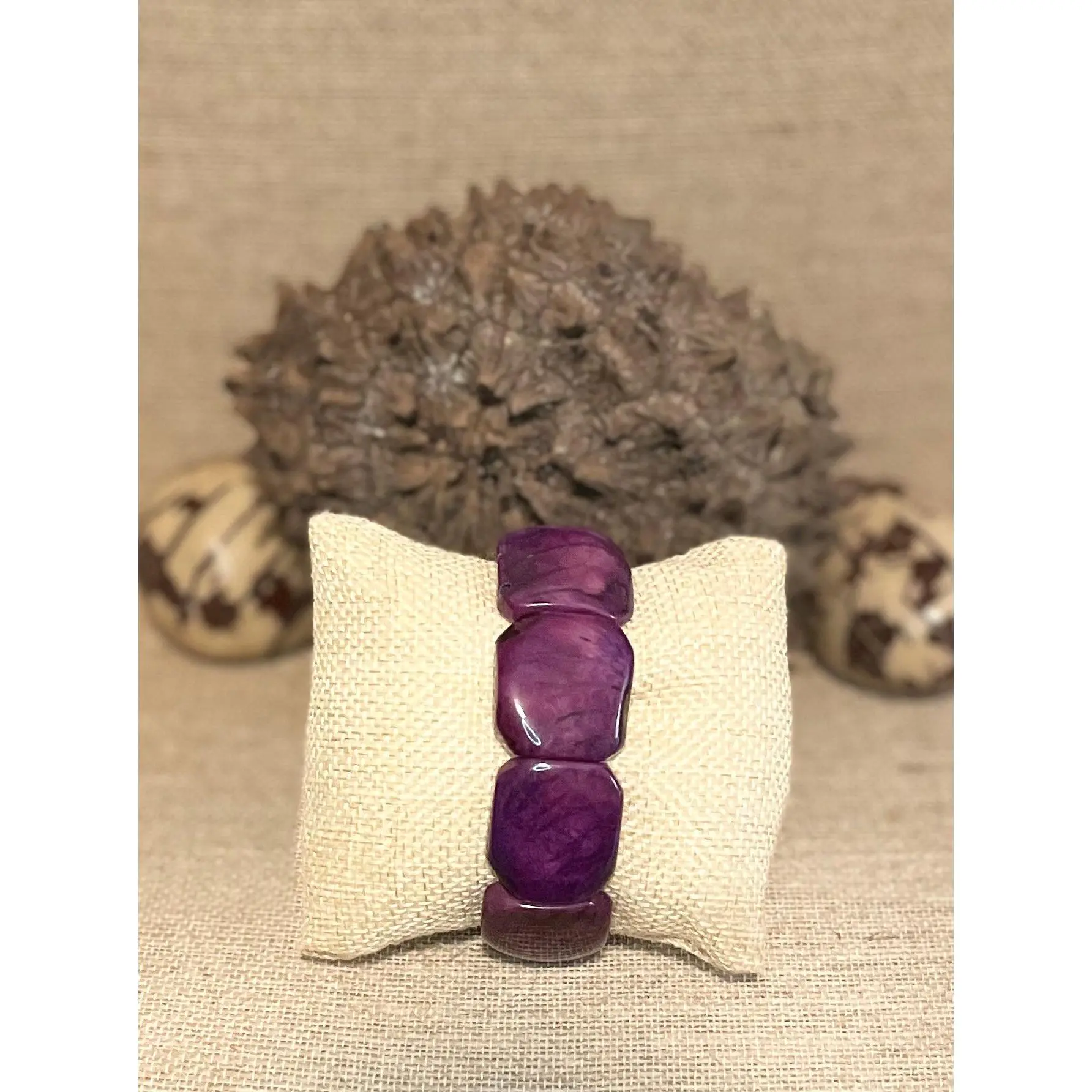 Purple Tagua Nut Earrings