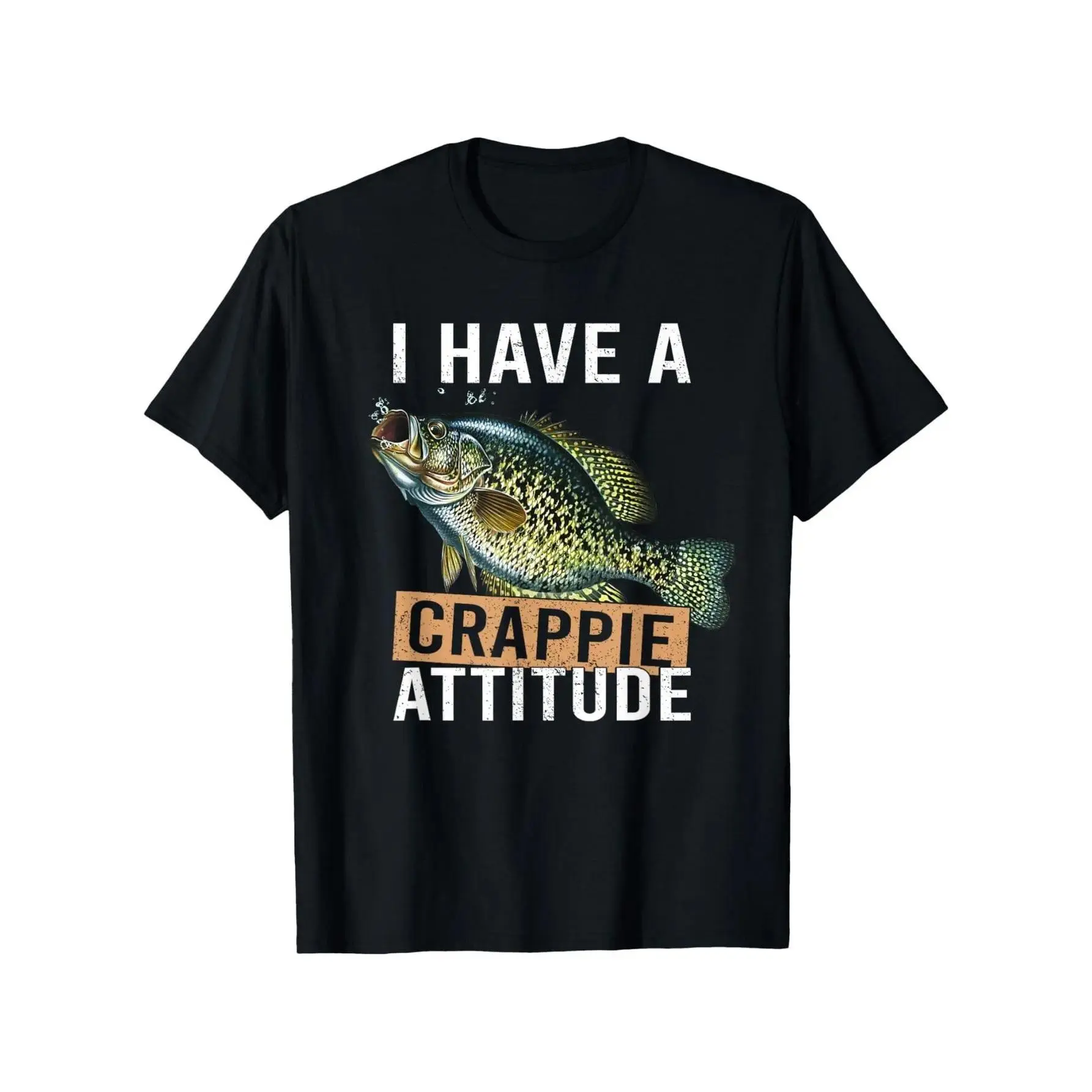 I Have A Crappie Attitude Fishing T-Shirt |   Funny Crappie Fisherman Graphic Tee |   Vintage Panfish Angler Print Shirt |   Fishing Lover Gift for Men |   Unisex Outdoor Streetwear Casual Top