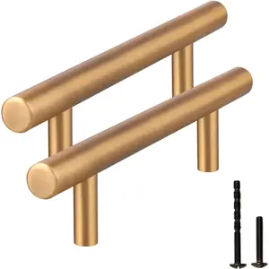 Soild Antique Brass Cabinet Pulls Heavy Duty Real  Brass Dresser Handle,Unlacquered Brushed  Drawer Knob Modern Kitchen Bathroom Furniture Cabinet Handles 2 count 8-3/4in