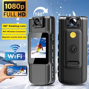 180° Rotatable Lens WiFi Wireless Action Camera - 1080P HD Mini Wearable Dash Cam with Night Vision and Motion Detection for Car, Outdoor Sports, Security Recording Video Recording Camera Wireless Vlog Camera