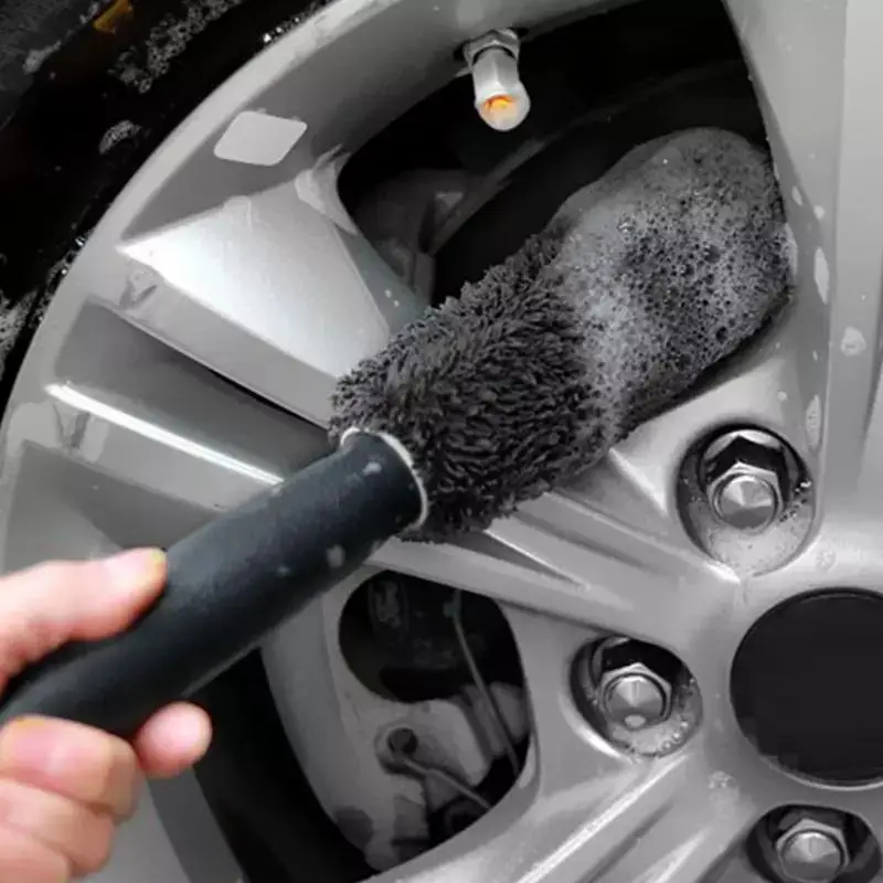 Car Wheel Cleaning Brush, 1 Count Superfine Fiber Car Wheel Cleaner, Portable Car Wheel Cleaning Tool, Wash Accessory, Detailing Products