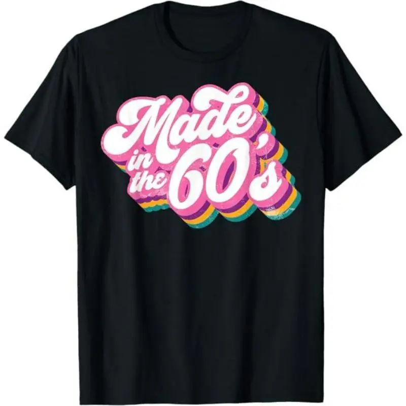 Men's Comfy Classic Round Neck Graphic T-Shirt - Vintage 'Made in the 60s' Print, Soft Cotton Fabric Menswear, Relaxed Fit Short-Sleeve Breathable Casual Top for 1960s Birthday Gifts