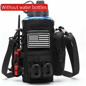 Tactical water bottle backpack, nylon material with adjustable shoulder straps, multi-functional water bottle bag, heat-insulating and wear-resistant water bottle case, Drink Holders