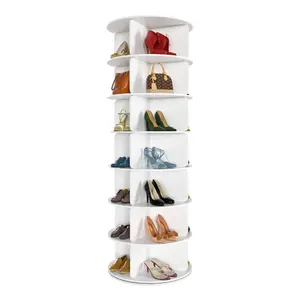 360° Rotating 7-Tiers Organizer Shoe Rack, Fits 28 Pairs of Shoes, Spinning and Revolving Round Shoe Rack, for Entryway Living Room Hallway Footwear Organization