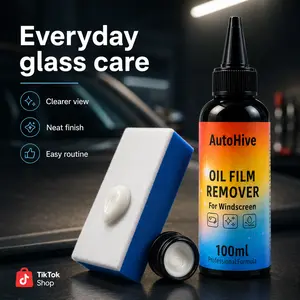 100ml Auto Glass Oil Film Remover | Car Windshield Cleaning Polish + Applicator Sponge
