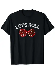Unisex Let's Roll Funny Red Dice Craps Game Night T-Shirt |   Casual Short Sleeve |   100% Cotton |   Fashionable Comfortable Versatile Summer Top |   Perfect for Game Enthusiasts