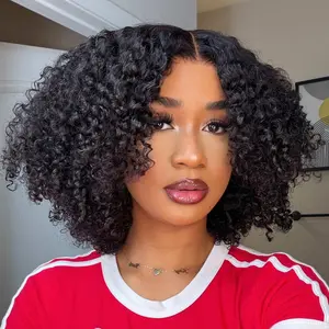 UNice 250% Density Afro Kinky Curly Wig with Burmese Curly Layer Pre Bleached Glueless 7x5 HD Lace Closure Human Hair Wigs with Drawstring Pre Plucked Natural Hairline Beginners Friendly