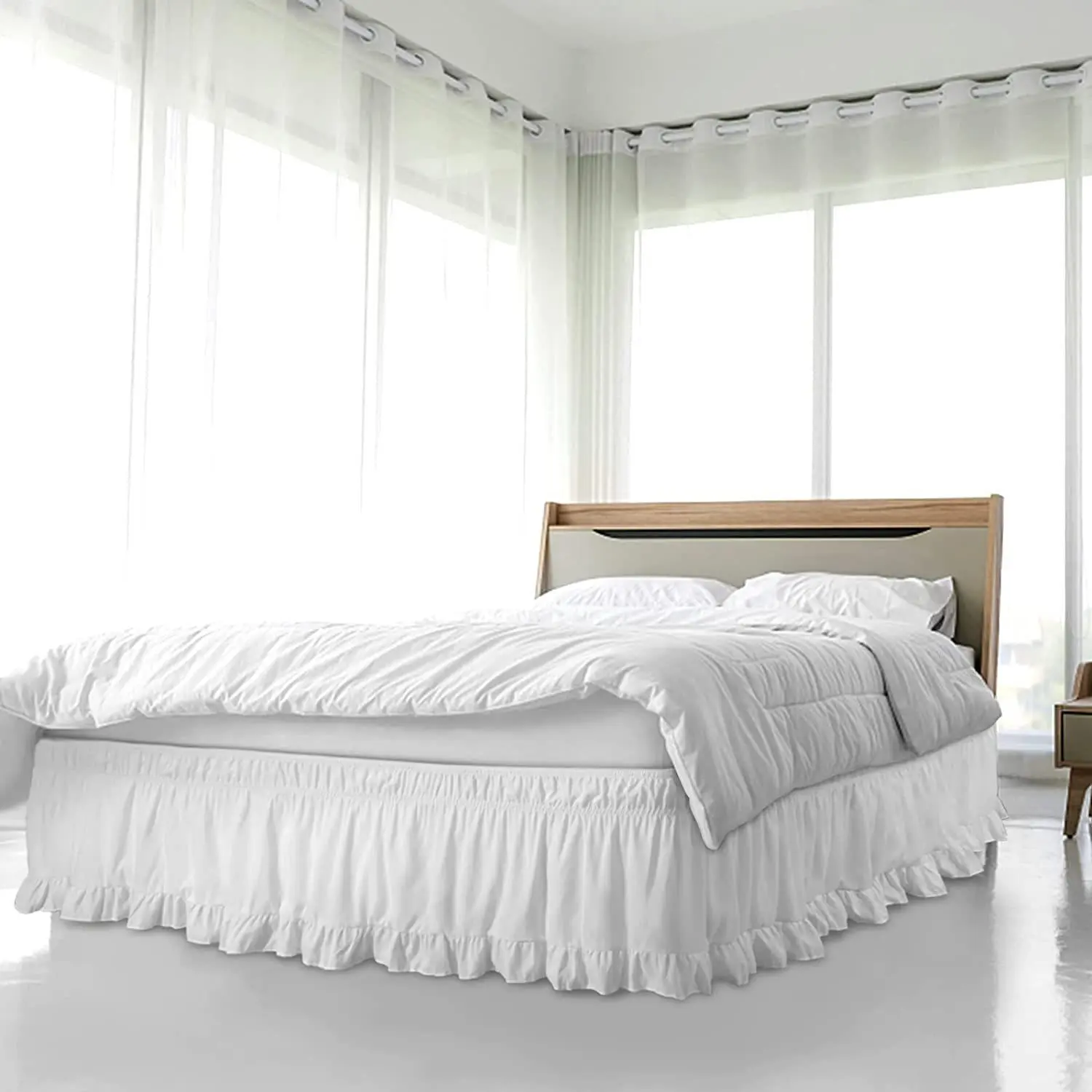 Solid Color Bed Skirt, 1 Count Modern Simple Bed Skirt, Christmas Decor Dustproof Bedding for Home Bedroom Hotel Dormitory, Bedroom Accessories, Christmas Gifts, Christmas Decorations