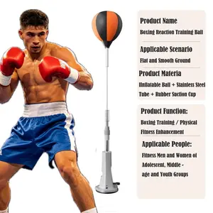 Fast Rebound Boxing Reflex Bag, Height Adjustable with Suction Base for Home Reaction & Coordination Training, Inflatable Boxing Bag, Boxing Training Gear