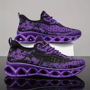 Men's & Women's Low-Top Breathable Woven Knit Sneakers - Neon Glow-in-the-Dark-like Effect, Arch & Shock Absorption, Non-Slip EVA Cushioned Sole, All-Season Outdoor Sports Shoes for Men & Women, Gym, Walking, Jogging -