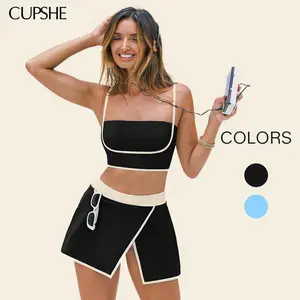 CUPSHE TikTokShopSpringGlowUp 2026 High Waisted Bikini Set With Pockets - Tummy Control Two Piece Swimsuit | Functional High Rise Bottoms For Vacation Essentials