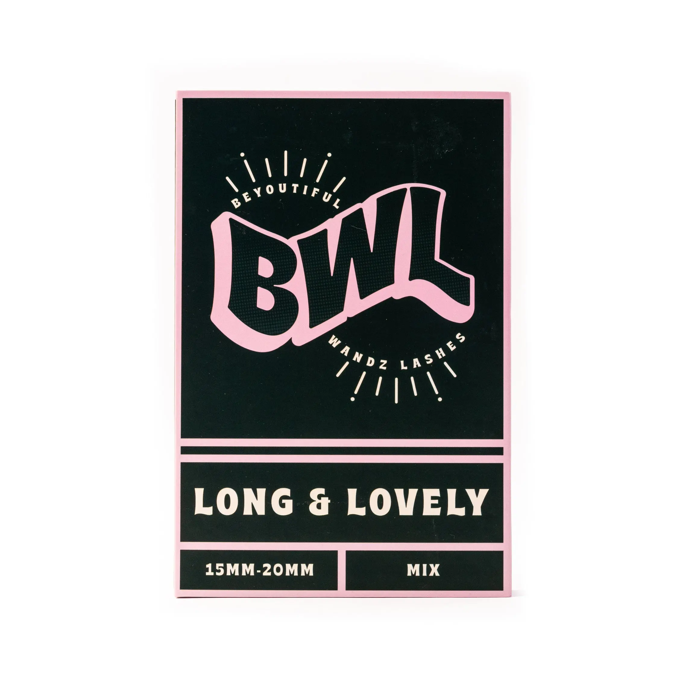 BWL Wandz Lashes Long & Lovely 15mm-20mm Mix Handmade Fans from Korean Fiber Matte Super Dark with Amazing Retention and Curl