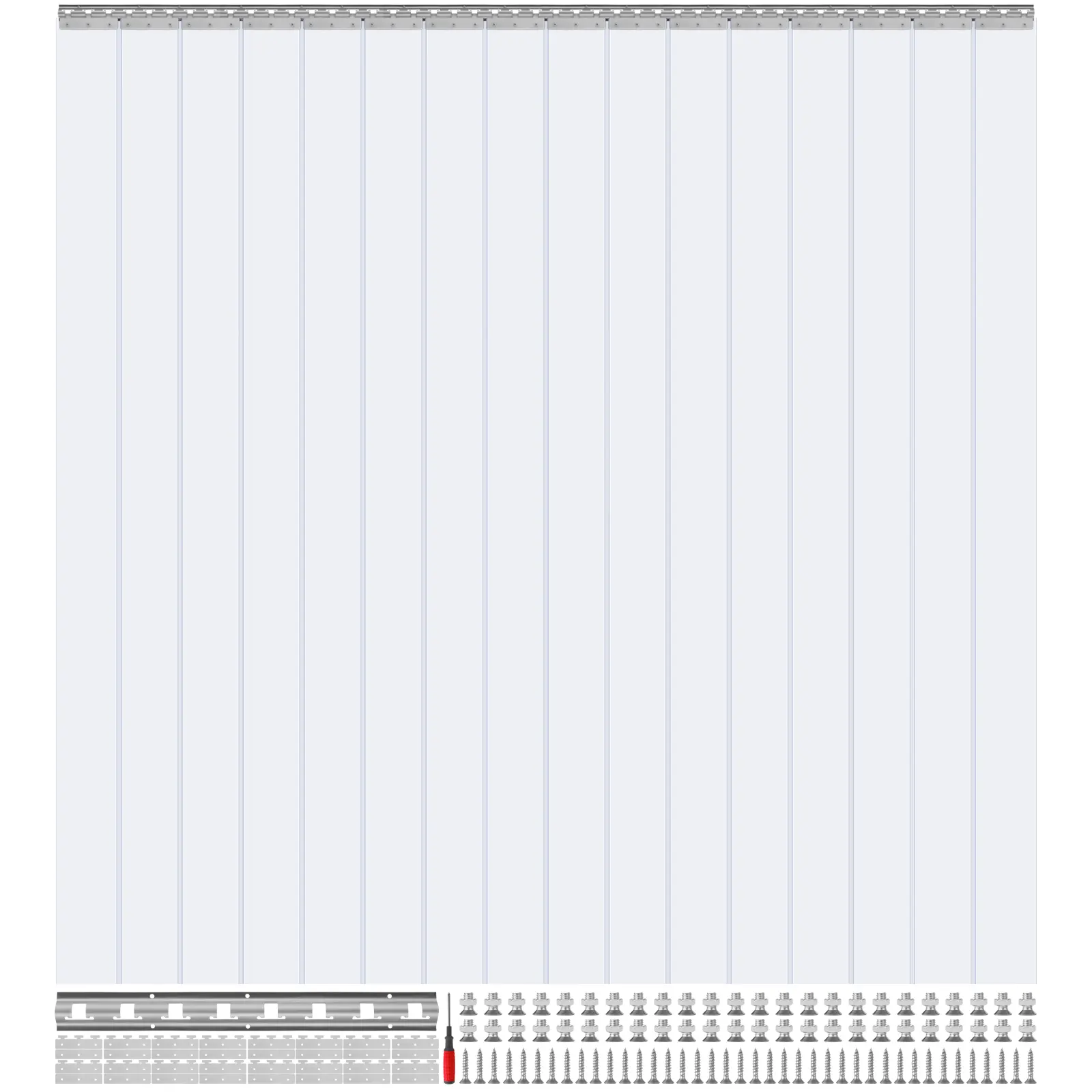 【Summerfinds】VEVOR Strip Curtain 16PCS 96" Height96" Width0.08" ThicknessClear Smooth Plastic Door Strips with 50% OverlapPVC Strip Door Curtain Freezer Curtain for WarehousesWalk in FreezersCoolers