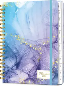 2026 Planner, A5 Weekly and Monthly Planners with Tabs, Spiral Bound Daily Calendar 2026 Planner, Agenda Organizers from Jan. to Dec., Hardcover Habit Tracker Journal 6.18" x 8.5"(Blue Marble)