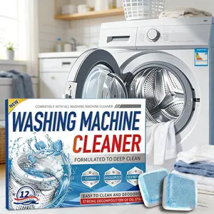 Washing Machine Cleaner Descaler 12 Pack - Deep Cleaning Tablets For HE Front Loader & Top Load Washer, Septic Safe Eco-Friendly Deodorizer, Clean Inside Drum And Laundry Tub Seal - 12 Month Supply Multifunction Strong Deodorization stain hacks