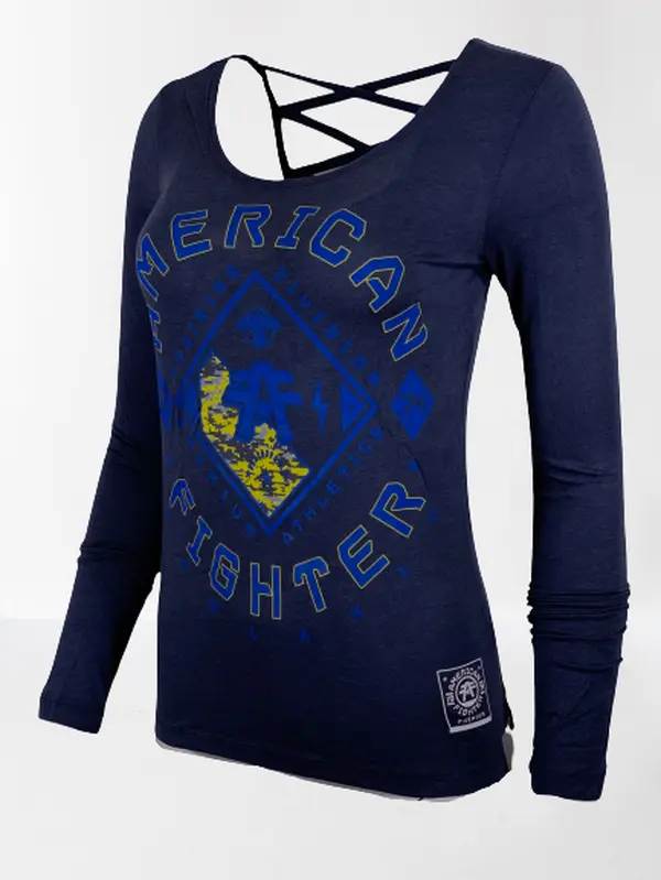 AMERICAN FIGHTER Women's Casual Printed Cotton Scoop Neck Longsleeve Tee - Richmond Biker Wardrobe Staple Casual Goth Top, Tshirt, Wardrobe Staples, Digital Print