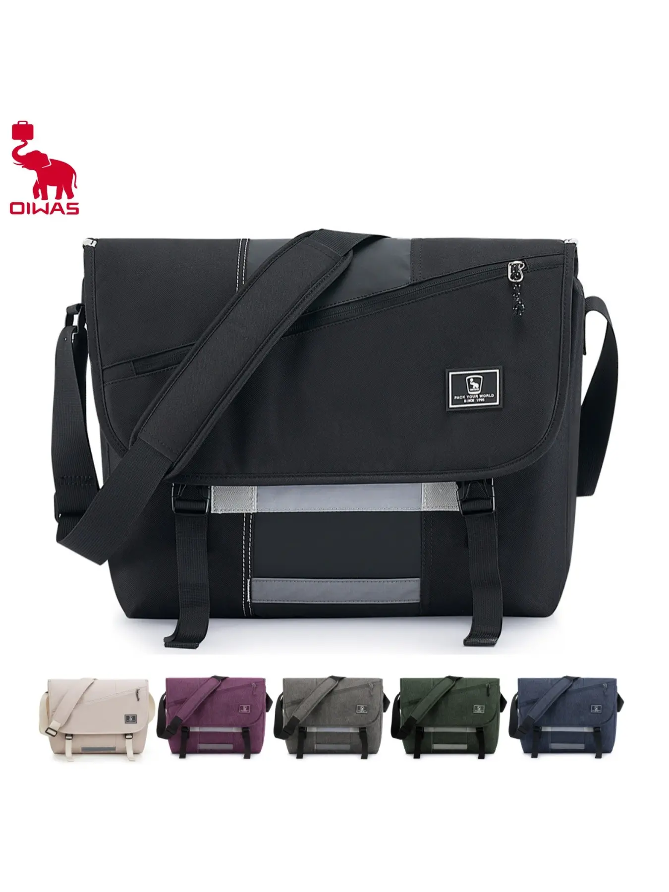 Men's Casual Solid Color Patched Design Shoulder Messenger Bag, Fashionable Large Capacity Waterproof Crossbody Bag for Work & Daily Used, Casual Trendy Versatile High-quality Daily Commuting Bag, Adjustable Sling Bag, Casual Crossbody Bags
