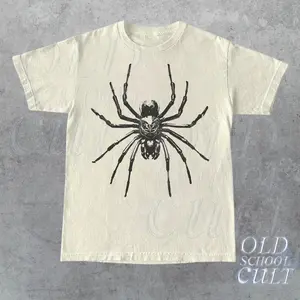 Vintage Spider 90s Graphic Shirt, Pump Cover Spider Shirt, Retro Gym Shirt, Spider Oversize Washed Shirt, Retro Hero Shirt, Gothic Shirt