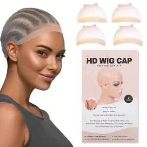 1 Pack 2 Pcs Invisible Wig Cap For Lace Front Wig Breathable Transparent Elastic Stocking Wig Cap Suitable for Any Wigs